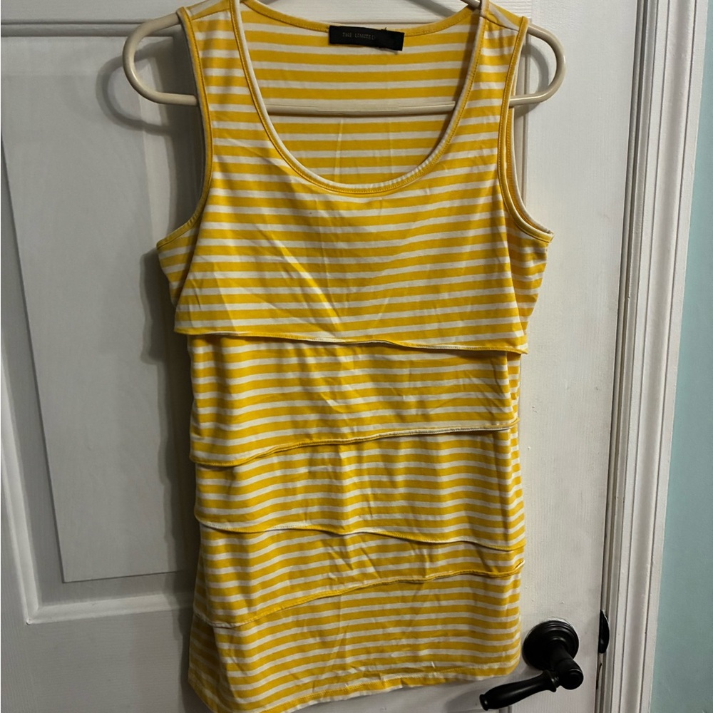 The Limited Yellow & White Striped Tiered Tank